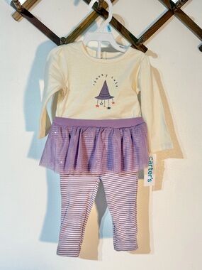 Carters Baby Girl 6 Months Purple Witch Tutu Halloween Outfit Pant Bodysuit NWT